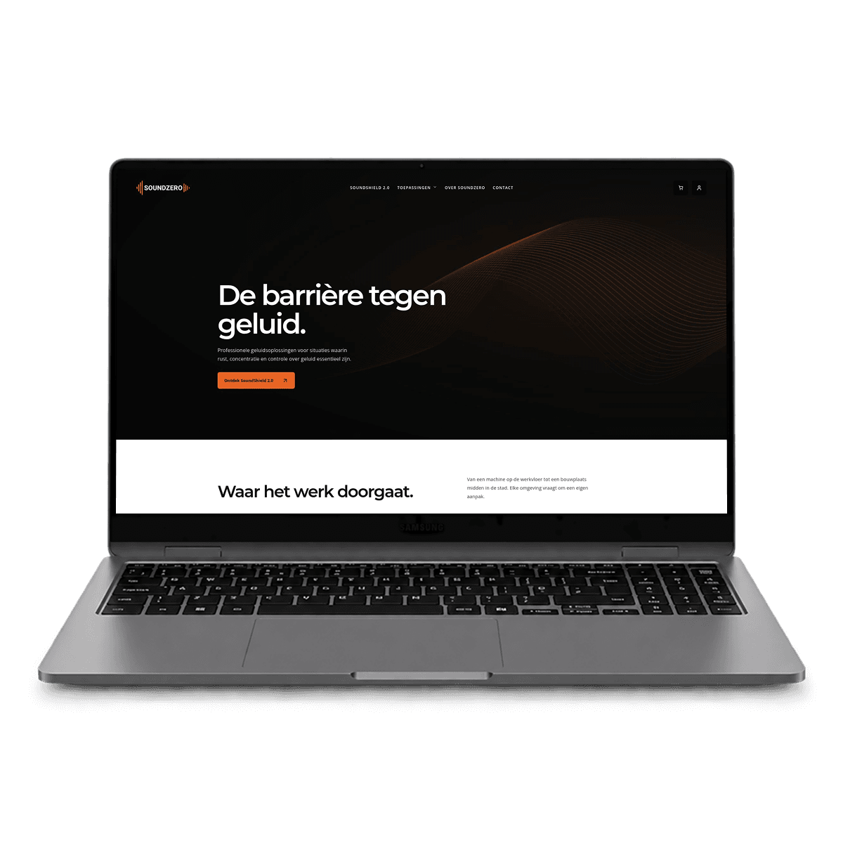 Mockup van de SoundZero-website